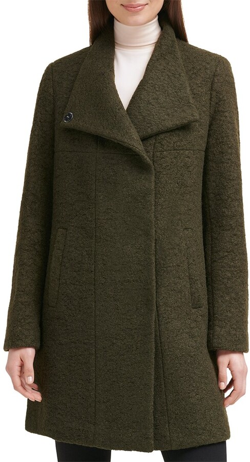 Kenneth Cole Asymmetrical Pressed Boucle Medium Wool-Blend Coat - ShopStyle