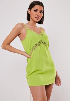 Missguided Lime Lace Insert Cami Dress