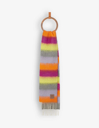 Loewe Striped mohair and wool-blend scarf