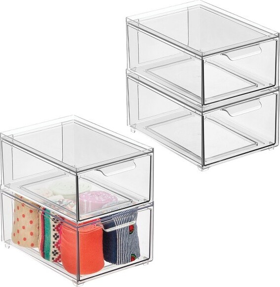 Mdesign Clarity Plastic Stackable Bathroom Storage Organizer With
