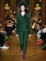 Thumbnail for your product : Erdem Bernadina Felt Trousers - Green Multi