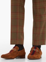 Thumbnail for your product : Gucci Phyllis Web-stripe Suede Loafers - Brown