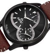 Thumbnail for your product : August Steiner Polished Alloy & Leather Watch, 42mm