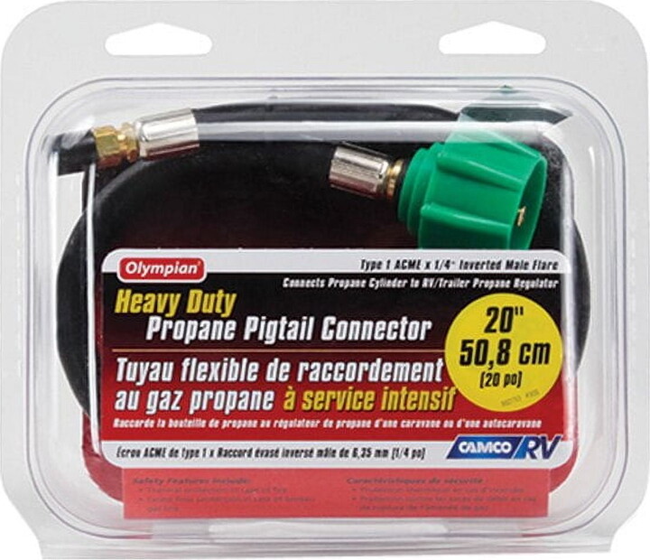 Camco 59073 - 20" Pigtail LP Gas Hose (ACME Nut to 1/4" Male Inverted Flare)