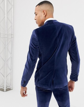 Twisted Tailor Tall super skinny suit jacket in navy velvet