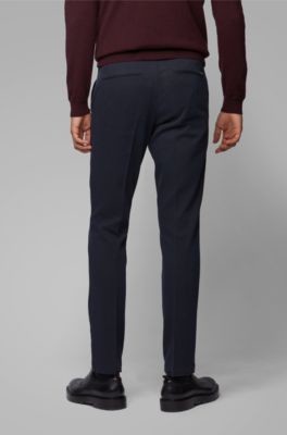 HUGO BOSS Slim-fit trousers in bi-coloured mouline twill