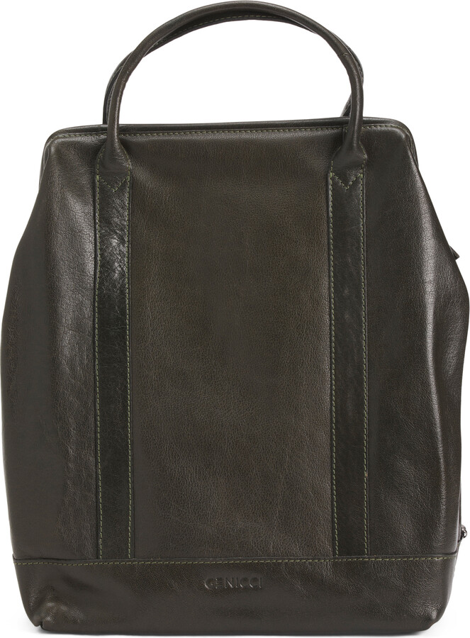 Genicci Leather Flap Backpack ShopStyle