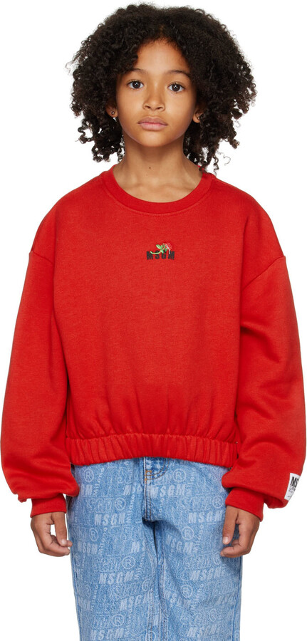 MSGM Kids Kids Red Embroidered Sweatshirt
