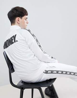 Money Stripe Tricot Track Top In White With Back Print