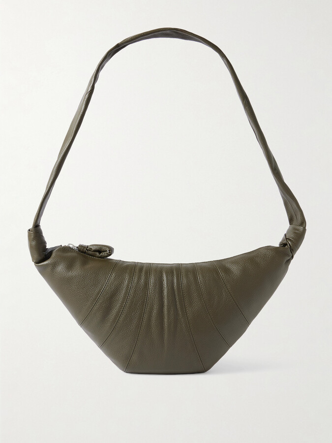 Lemaire Croissant Medium Paneled Textured-leather Shoulder Bag - Green