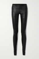 Thumbnail for your product : Rick Owens Stretch-leather And Cotton-blend Leggings - Black