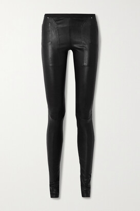 Rick Owens Stretch-leather And Cotton-blend Leggings - Black