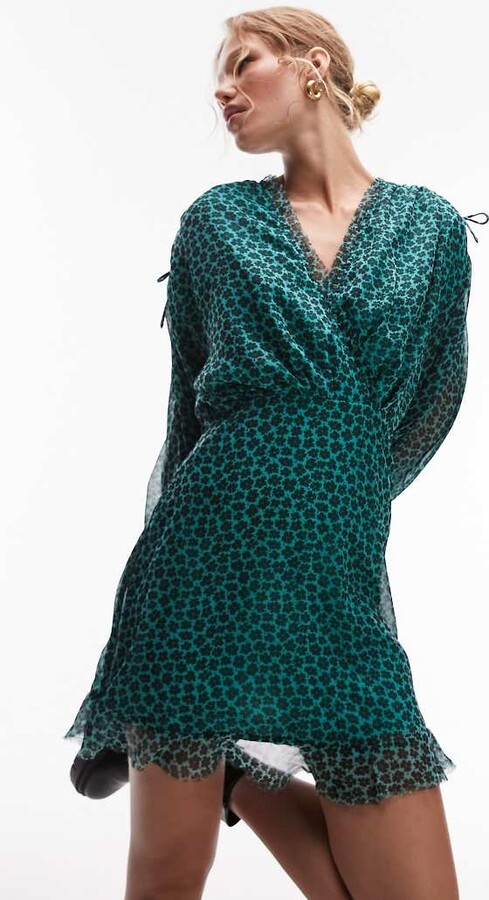 Topshop flutter sleeve vintage floral tea dress in multi ShopStyle