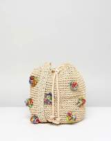 Thumbnail for your product : Pull&Bear Pom Pom Woven Bag In Cream