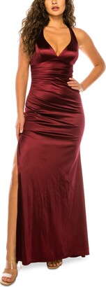 B. Darlin Juniors' Strappy-Back Satin Gown, Created for Macy's - ShopStyle  Evening Dresses