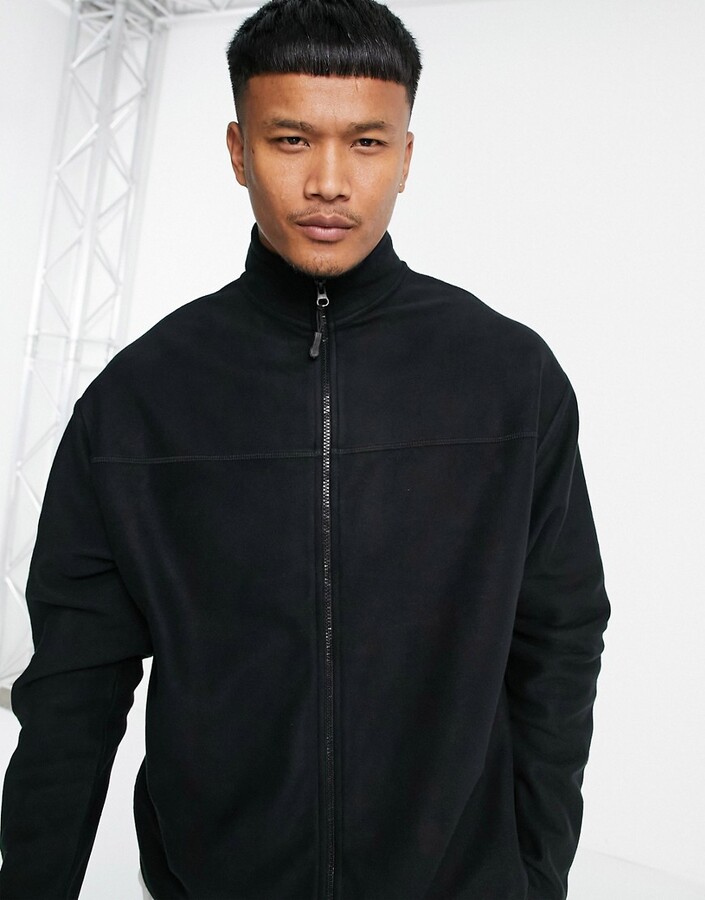 ASOS DESIGN oversized polar fleece track jacket in black - ShopStyle