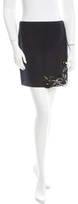 Christopher Kane Embellished Wool Skirt Navy Embellished Wool Skirt