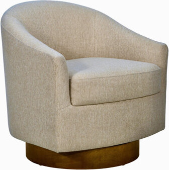 Ashton Upholstered Swivel Chair With Wood Base