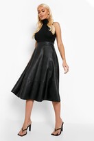 Thumbnail for your product : boohoo Pu Leather Skater Skirt