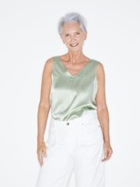 Thumbnail for your product : Raey High V-neck Silk Cami Top - Light Green