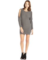 Thumbnail for your product : Haute Hippie grey stretch cutout long sleeve crewneck dress