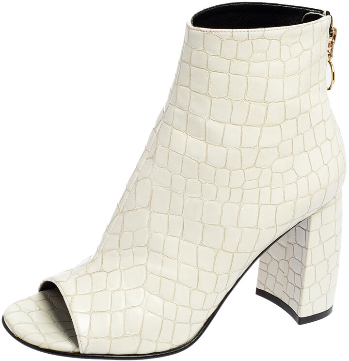 white peep toe booties