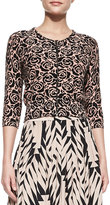 Thumbnail for your product : Tracy Reese Zip-Front Rose-Print Cardigan