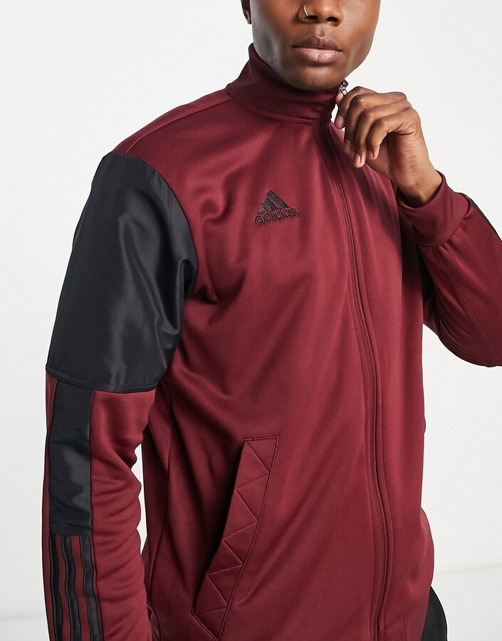 adidas Soccer Tiro paneled track jacket in burgundy - ShopStyle