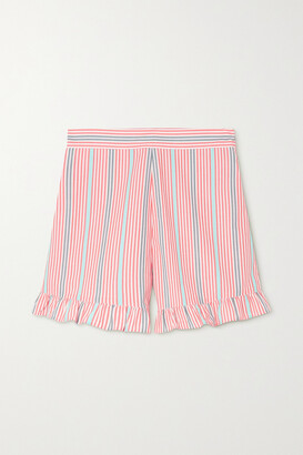 See By Chloé - Ruffled Striped Cotton-poplin Shorts - Red