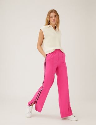 M&S Collection Side Stripe Wide Leg Trousers - ShopStyle