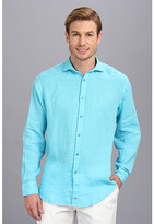 Thumbnail for your product : Thomas Dean & Co. Blue Linen Button Down L/S Sport Shirt