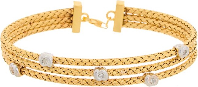 Meshmerise 18K Over Silver 0.1 ct. tw. Diamond Mesh Bangle