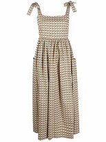 Thumbnail for your product : Tory Burch Wave-Print Tie-Shoulder Dress