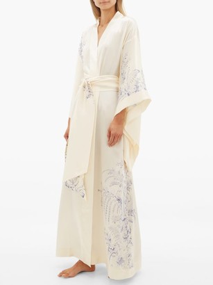 Carine Gilson Floral-print Silk-satin Robe - White Print