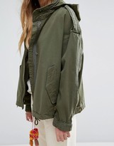 Thumbnail for your product : Maison Scotch Relaxed Fit Army Jacket With Hidden Hood