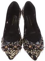 Thumbnail for your product : Oscar de la Renta Embroidered Pointed-Toe Flats