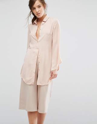 Parallel Lines Longline Shirt With Open Tie Back