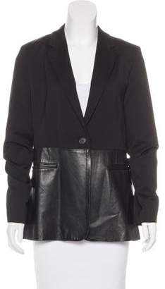 ICB Leather-Accented Woven Blazer