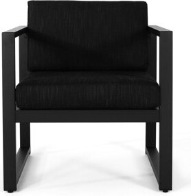 Hokku Designs Dark Gray Aluminum Outdoor Patio Club Chair  Rust- And Modern Soft Foam Cushions Suitable For Garden Of 2 With Construction Long-lasting Fade- Cu