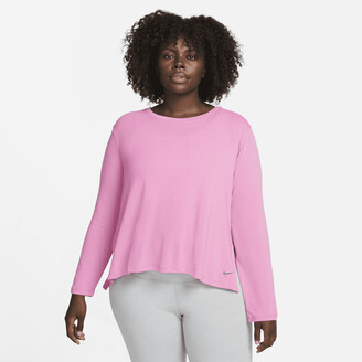 Nike Women's Yoga Dri-FIT Long-Sleeve Top (Plus Size) in Pink
