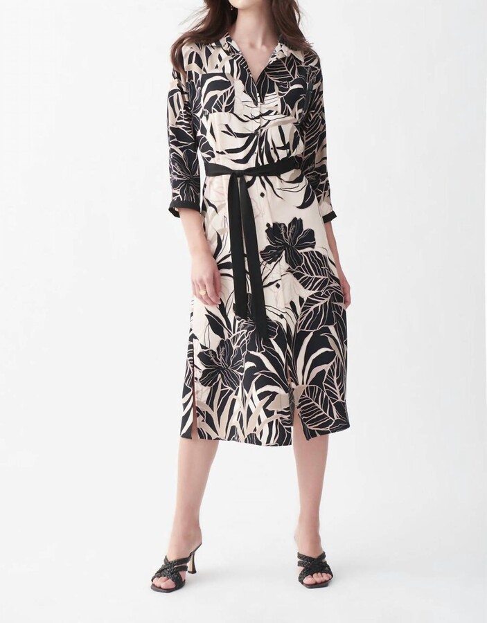 Joseph Ribkoff Floral Dress In Beige/black
