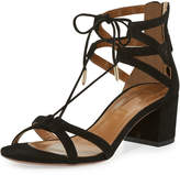 Thumbnail for your product : Aquazzura Beverly Hills Suede Lace-Up Sandal, Black