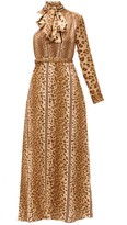 Thumbnail for your product : Hillier Bartley Leopard-print Pussy-bow One-shoulder Satin Dress - Animal