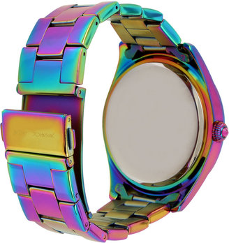 Betsey Johnson Women's Rainbow Oil Slick Stainless Steel Bracelet Watch 44mm BJ00624-01