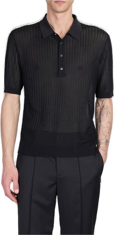 Helmut Lang Pointelle Rib Polo Shirt