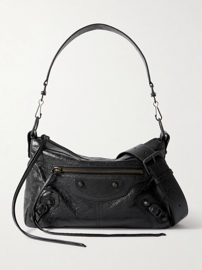Balenciaga Le City Moto Small Arena Textured-Leather Messenger Bag