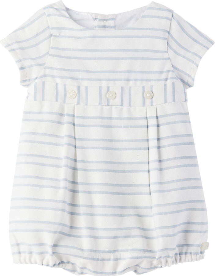 Tartine et Chocolat Baby Blue & White Striped Romper