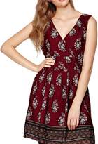 Thumbnail for your product : Yumi Burgundy Floral Dress With Contrast Hem