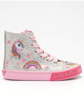 Thumbnail for your product : Lelli Kelly Kids Girls Abigail Unicorn Hi Top Plimsolls - Silver Glitter