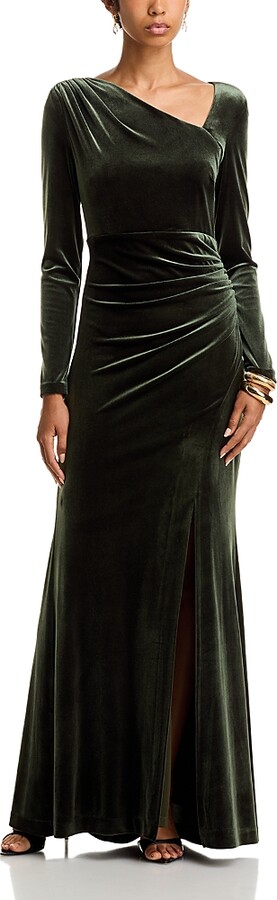 Eliza J Long Sleeve Asymmetrical Neck Gown